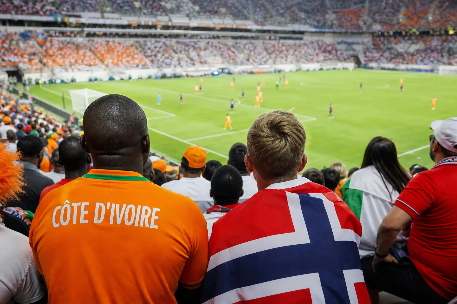 Fans choosing a bright World Cup viewing room for a mixed international crowd