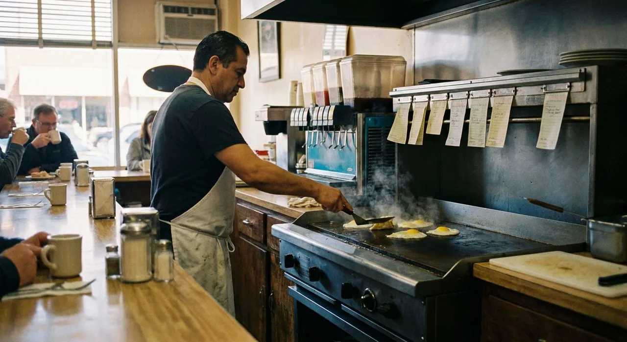 Counter at Lexington Candy Shop where the egg creams are still made with Fox's U-Bet
