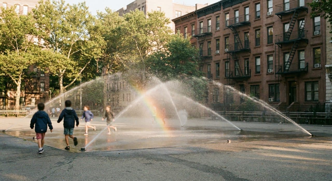 The Crown Heights Playground at 7PM When the Sprinklers Turn On - cover image