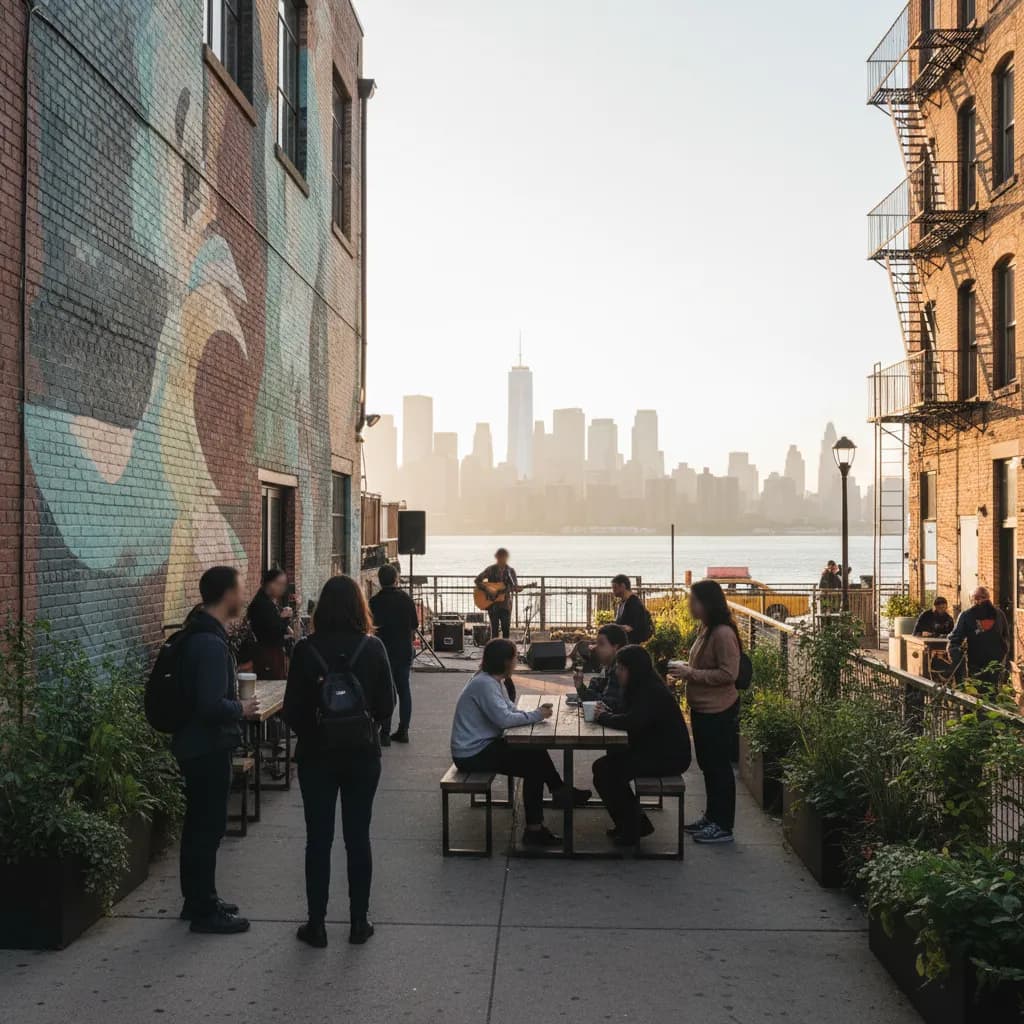 Editorial-style realistic scene inspired by Culture Lab LIC in New York.
