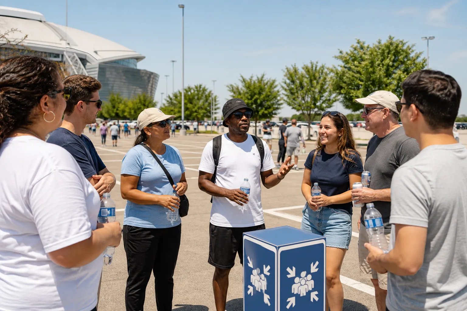 Dallas fans planning a World Cup parking-lot meeting point before kickoff