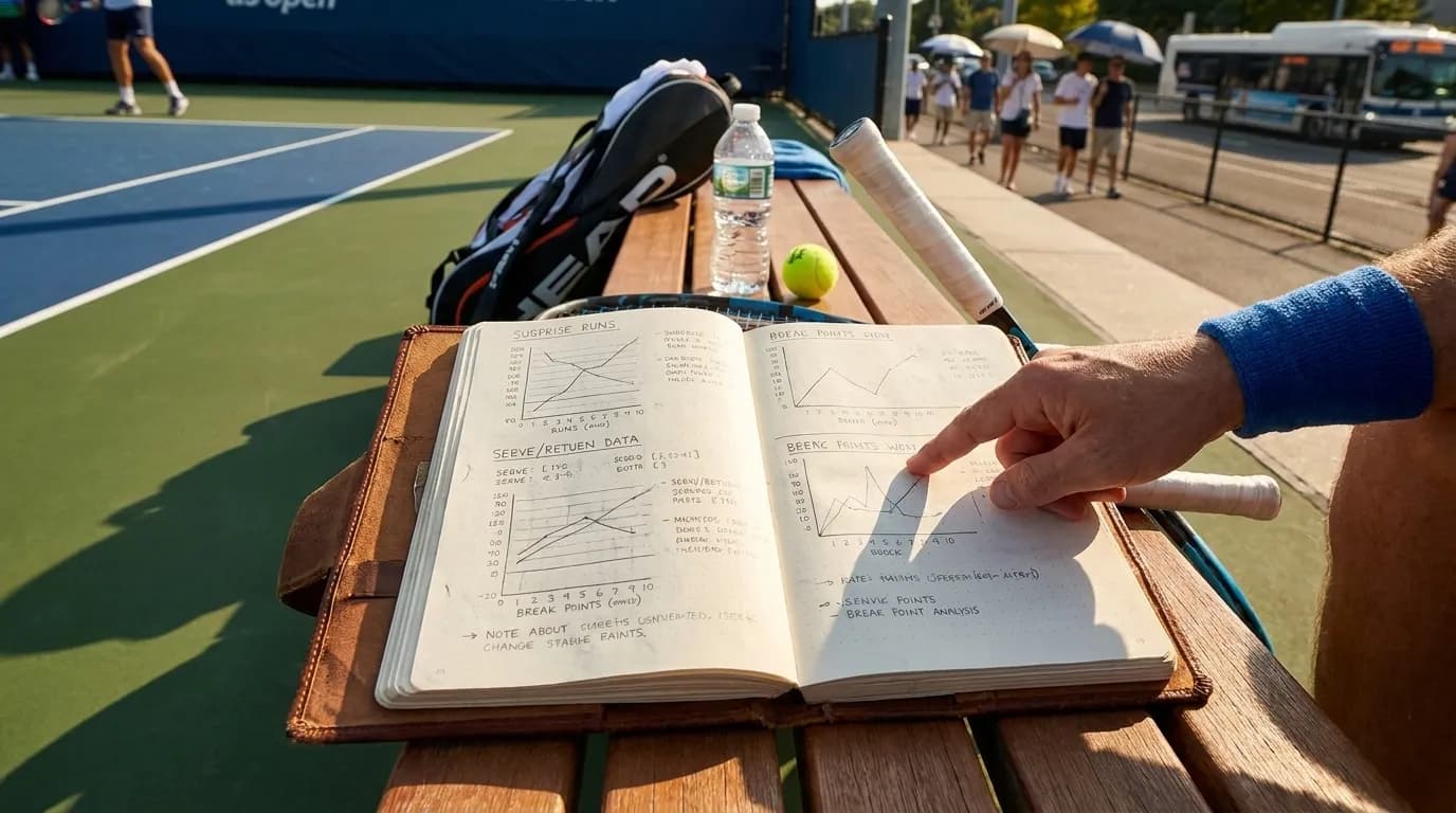 Bright editorial scene supporting Data Analytics Clues Behind Surprise US Open Deep Runs.