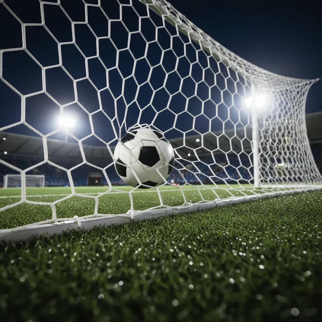 A soccer ball hits the back of the net during a World Cup 2026 goal