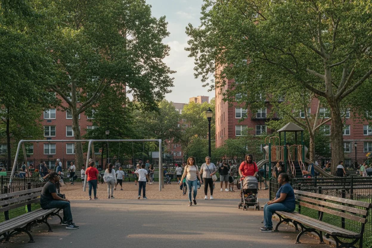 Cover scene for Devoe Park Hilltop Bench Break for Bronx Teens Between Summer Tasks
