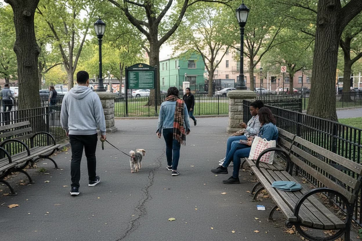 NYC experience scene for Devoe Park Hilltop Bench Break for Bronx Teens Between Summer Tasks