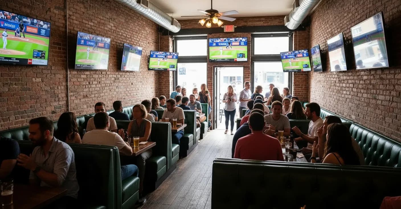 Neighborhood baseball bar with multiple screens in NYC