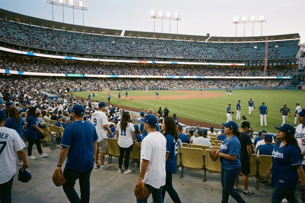 Baseball editorial scene for Dodgers vs Yankees: World Series Preview or Regular Season Drama?