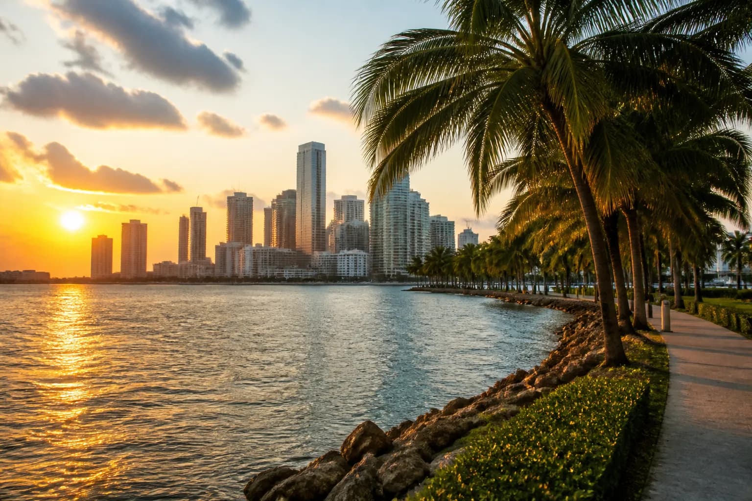 Realistic Miami food and neighborhood scene