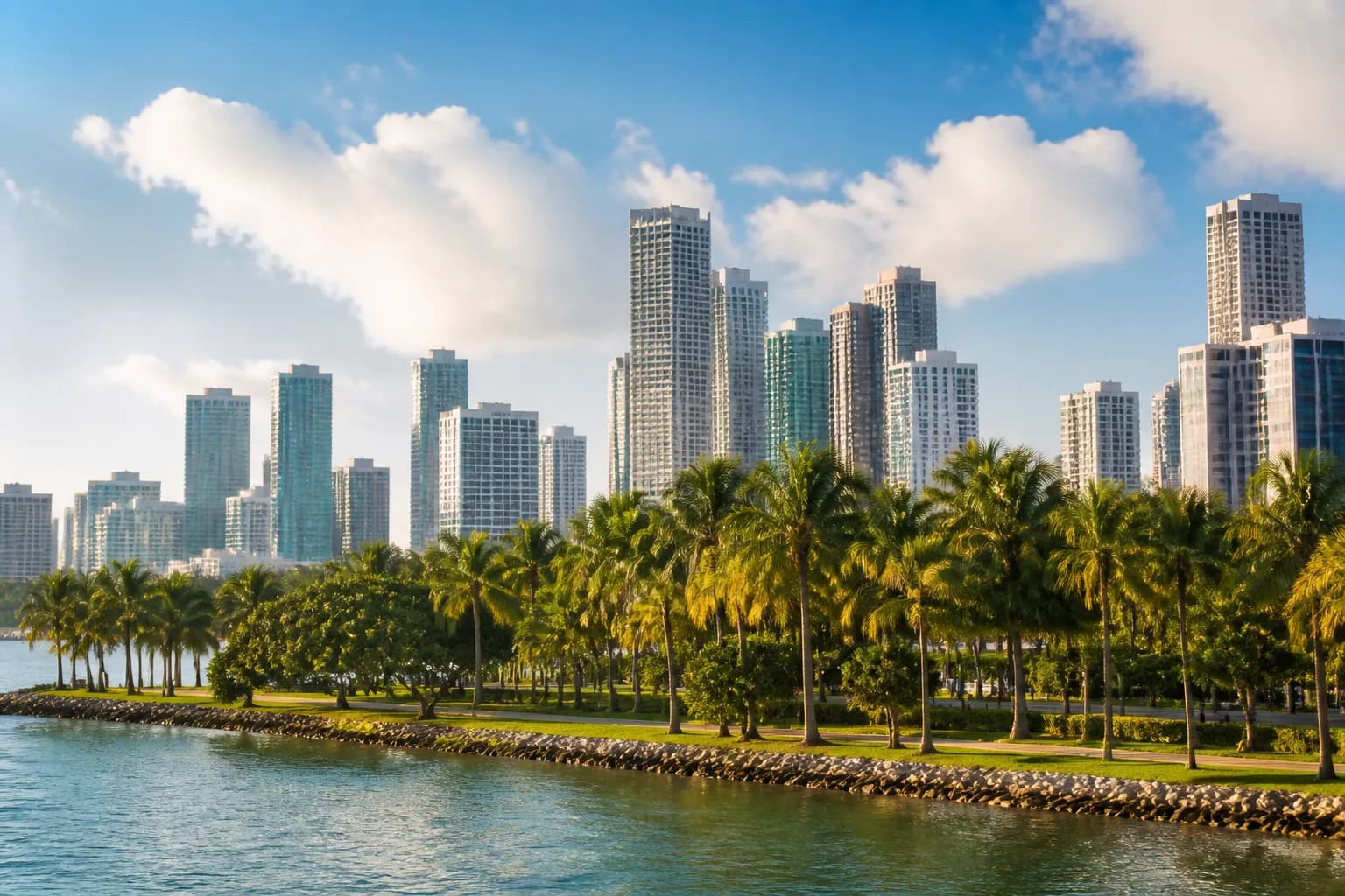 Realistic Miami food and neighborhood scene
