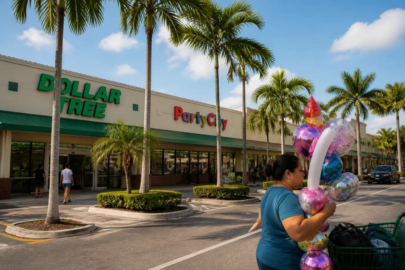 Realistic Miami food and neighborhood scene