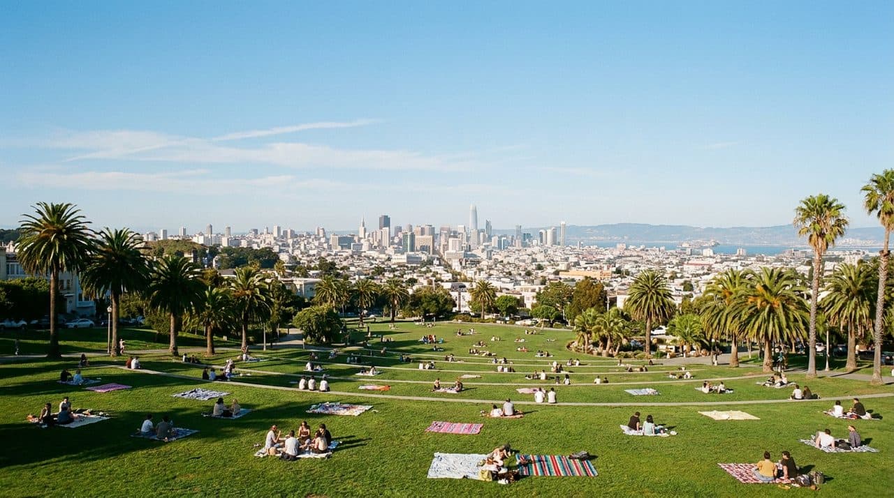 Dolores Park on a Sunday When the Terraced Lawns Become the Neighbourhood's Living Room - cover