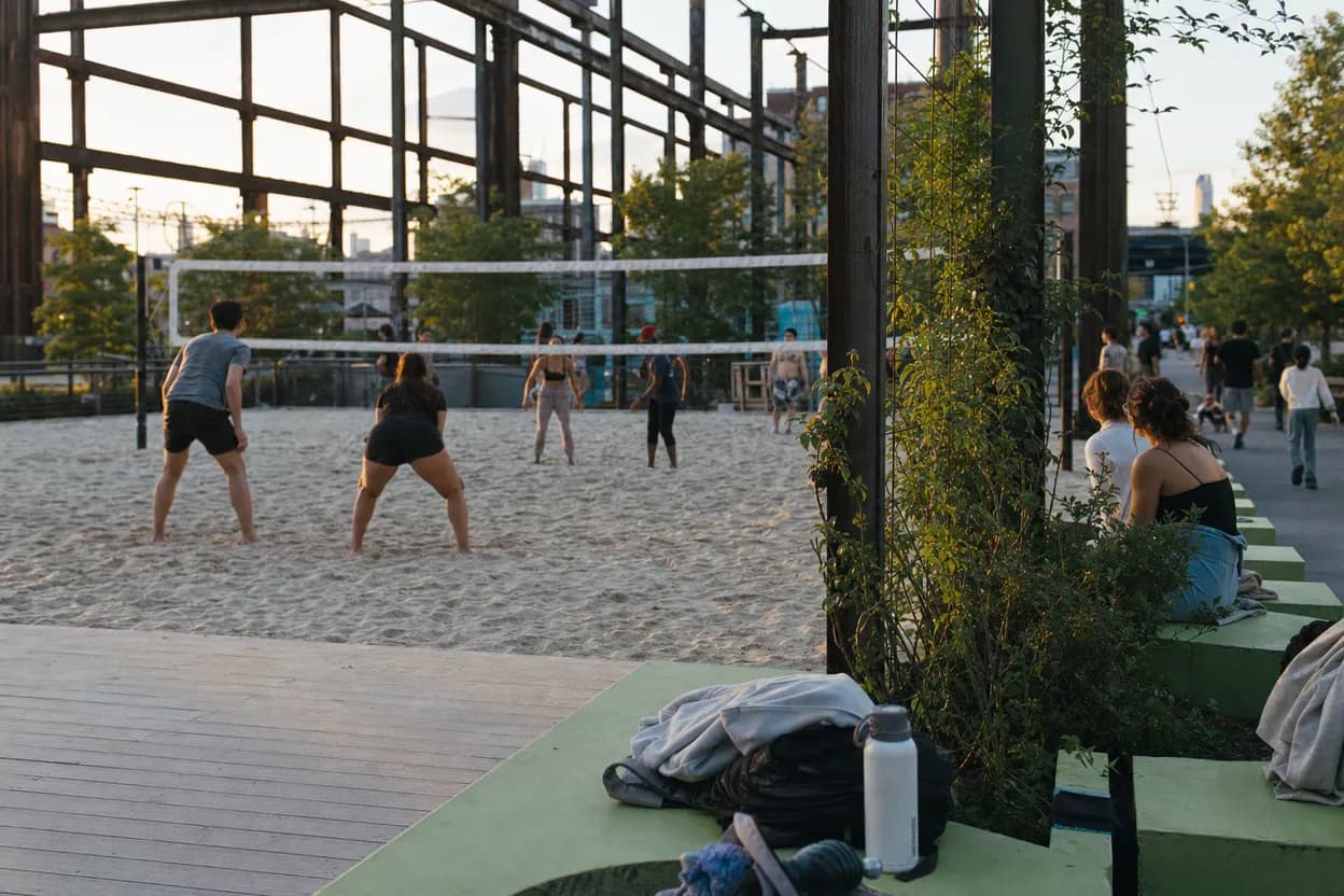 Editorial detail for Domino Park Volleyball at Golden Hour: A Williamsburg Doubles Plan for Four