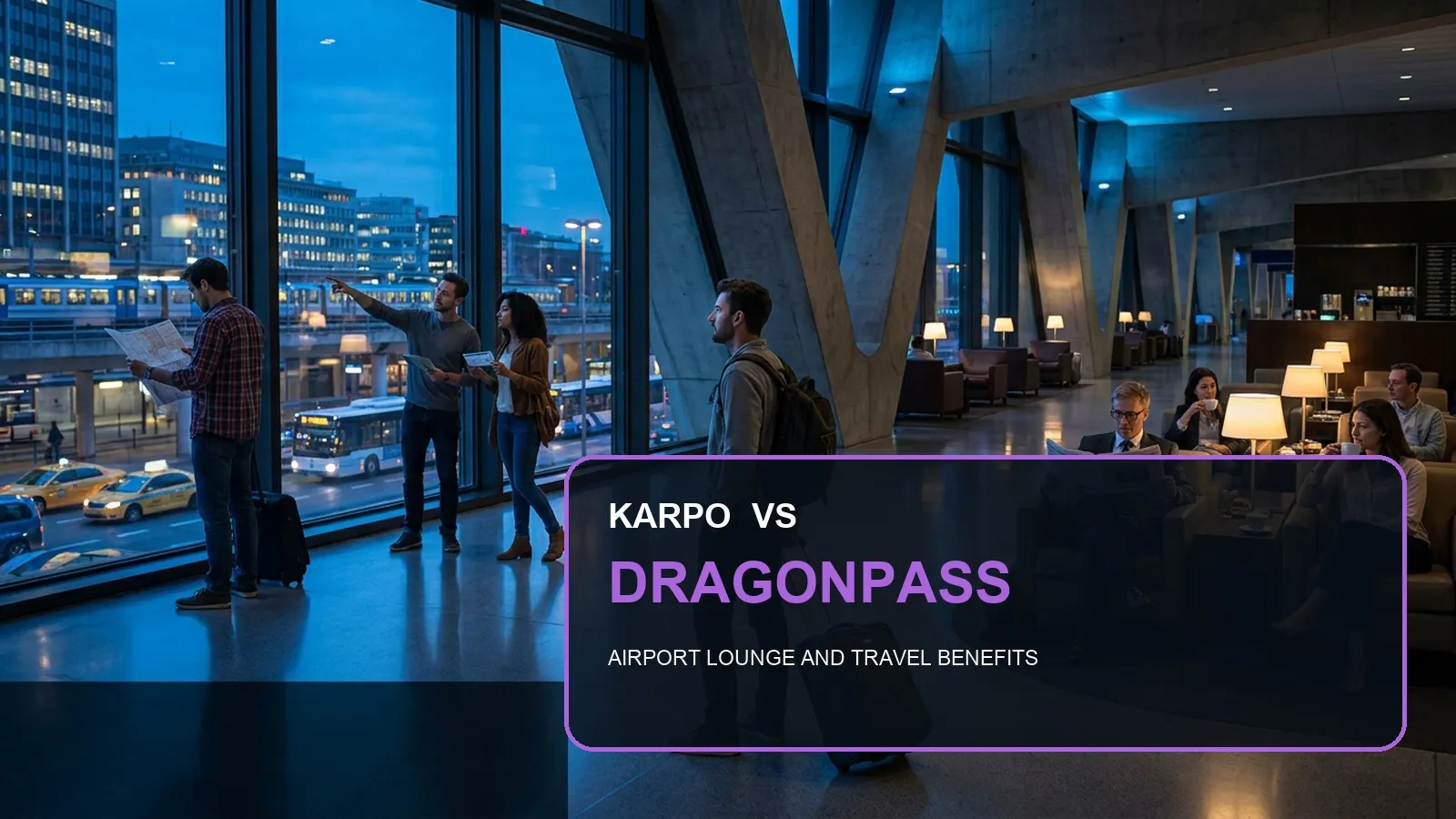 Karpo versus DragonPass in a photorealistic editorial comparison.