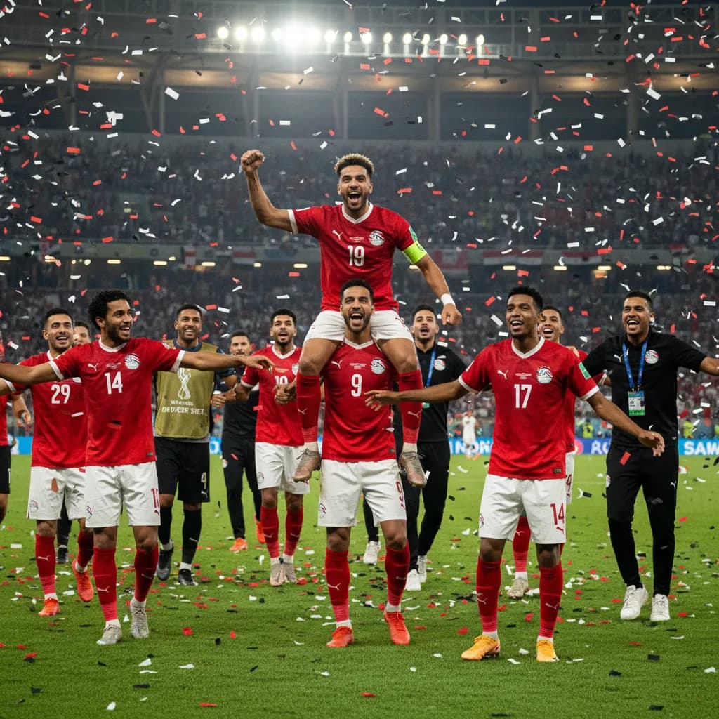 Egypt fans waving flags in a packed Dallas stadium