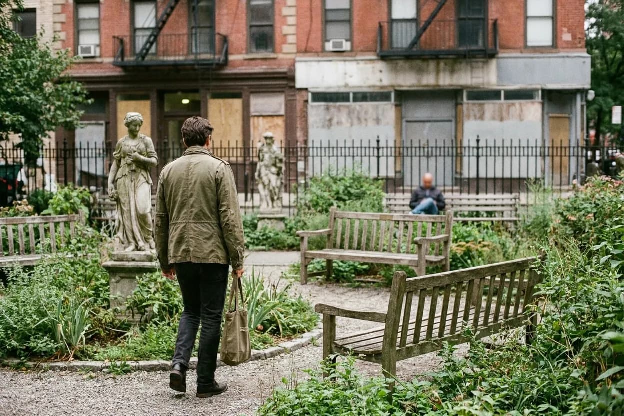 NYC experience scene for Elizabeth Street Garden: The Sculpture-Filled Nolita Garden That Feels Like a Neighborhood Secret