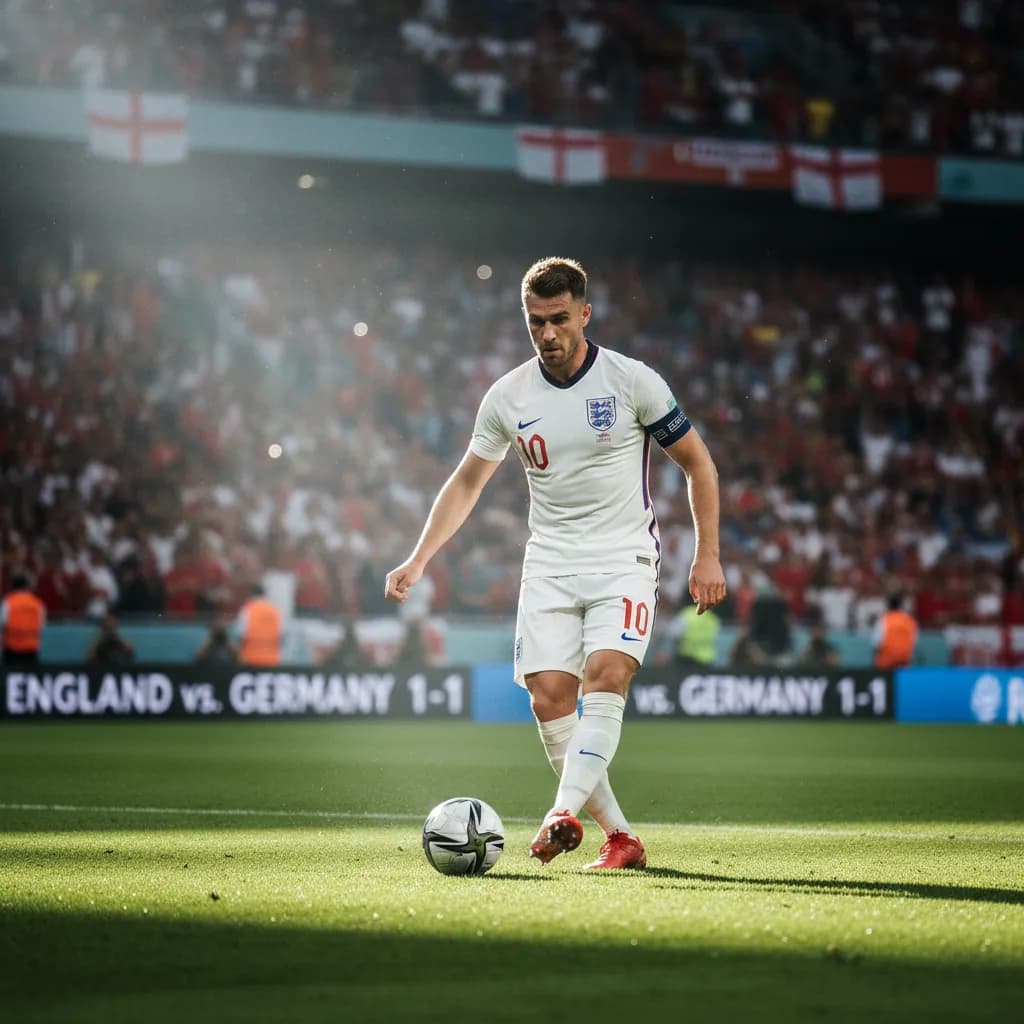 An England player stepping up to take a penalty during a World Cup 2026 shootout