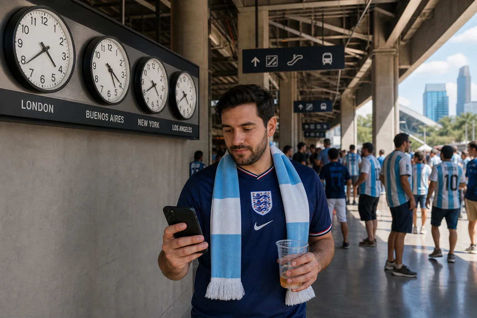Bright World Cup match-day scene in Atlanta.
