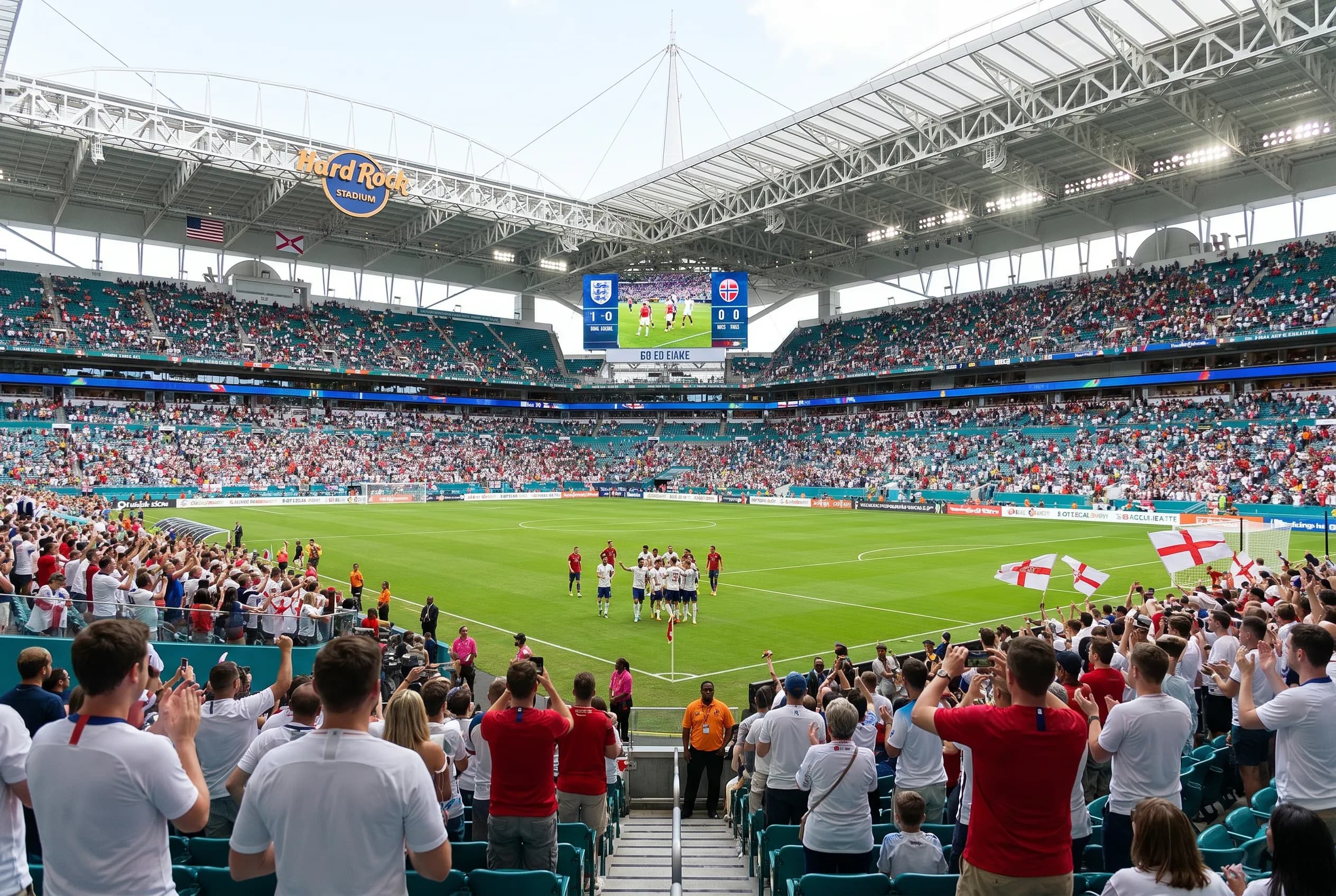 Bright World Cup match-day scene in Miami.