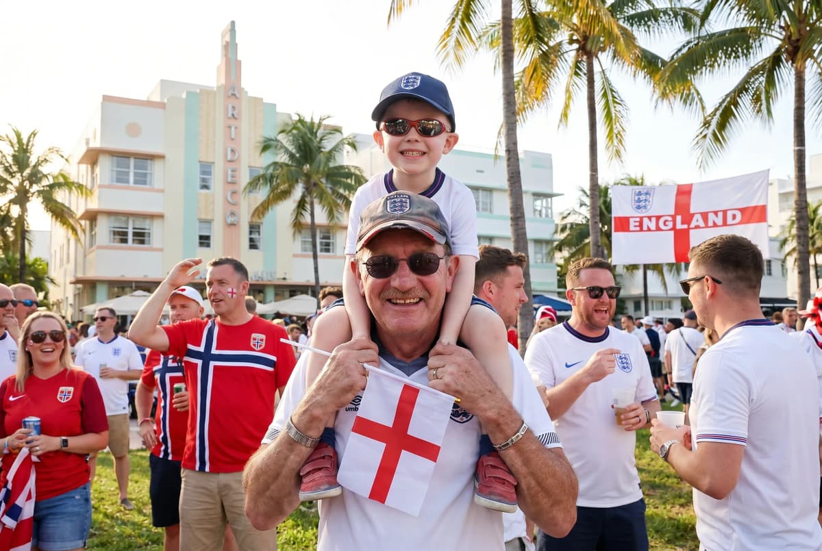 World Cup supporters navigating Miami during match day.