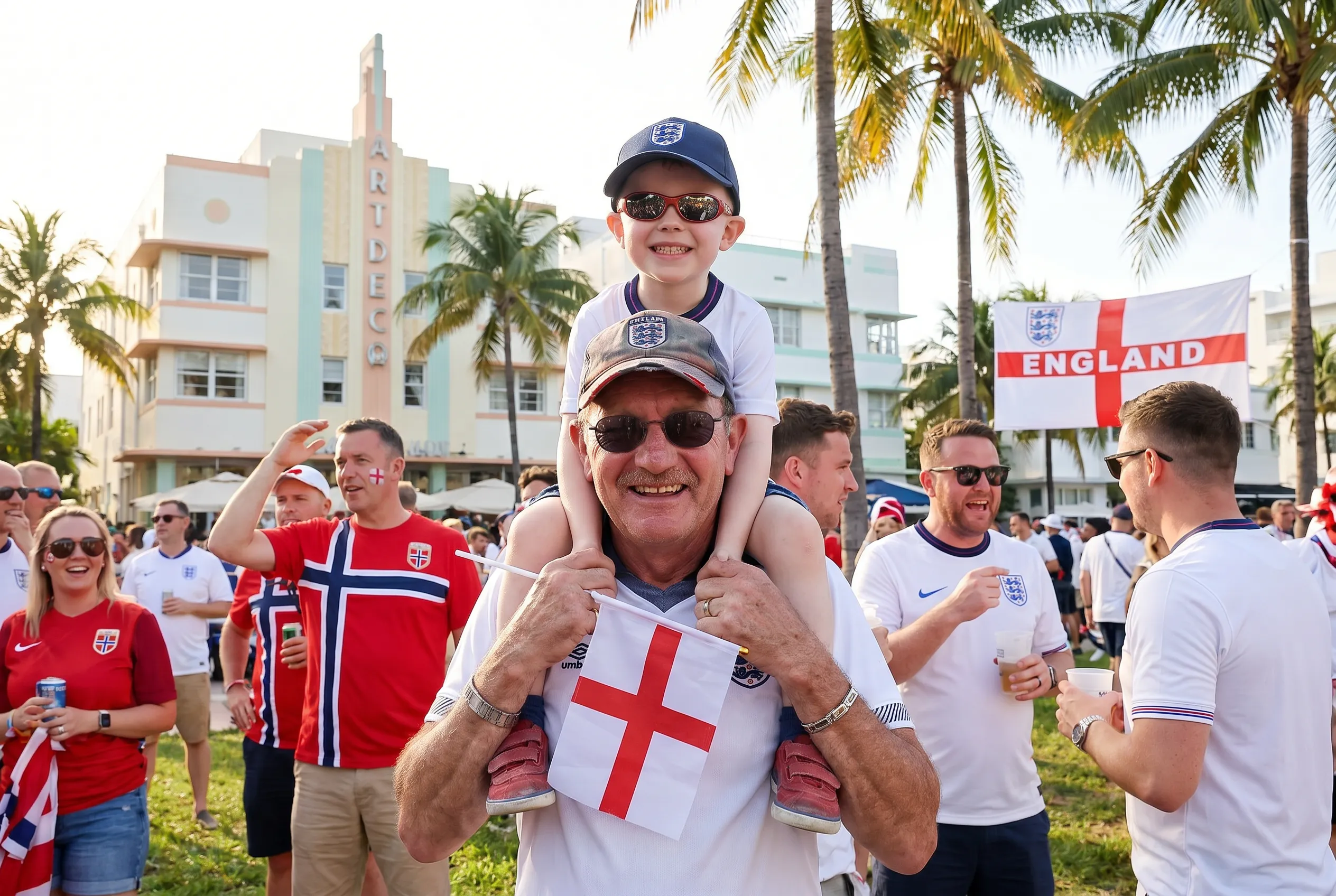 World Cup supporters navigating Miami during match day.