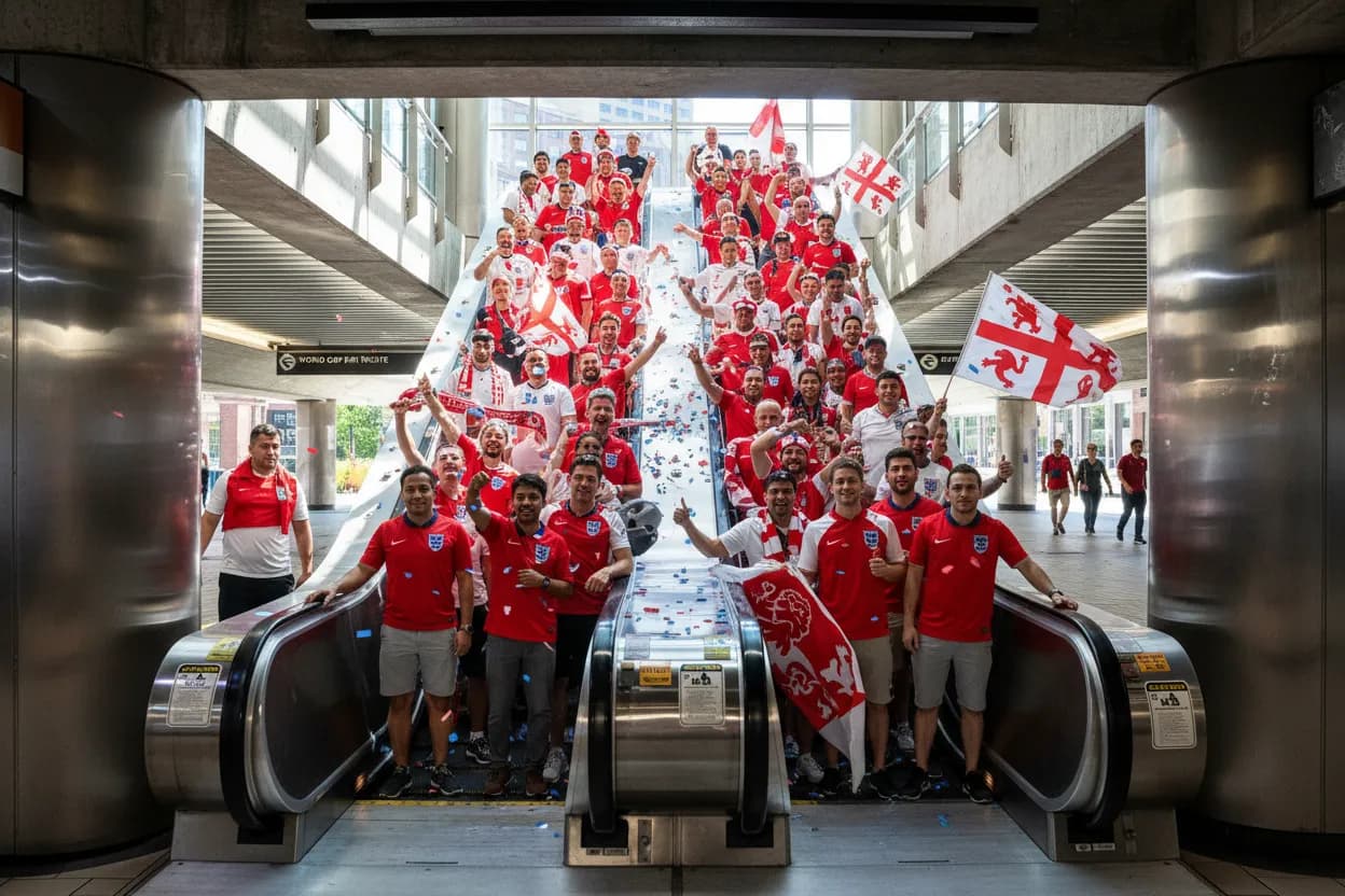 Bright public fan atmosphere for England in Boston