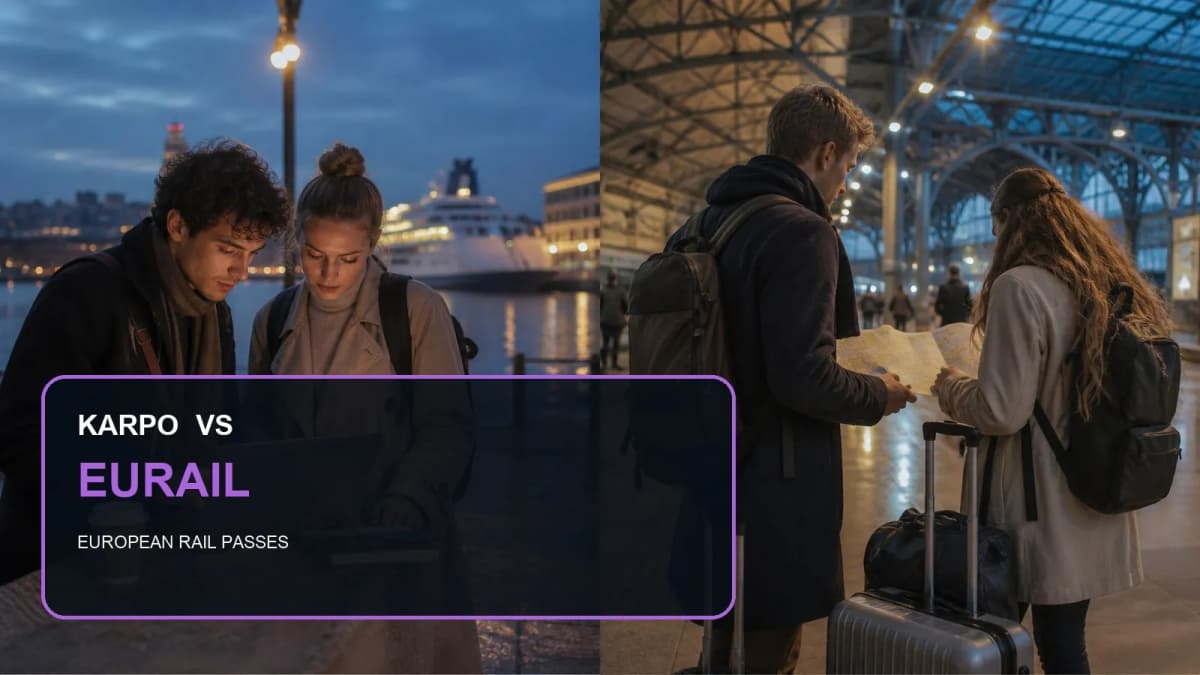 Karpo versus Eurail in a photorealistic editorial comparison.