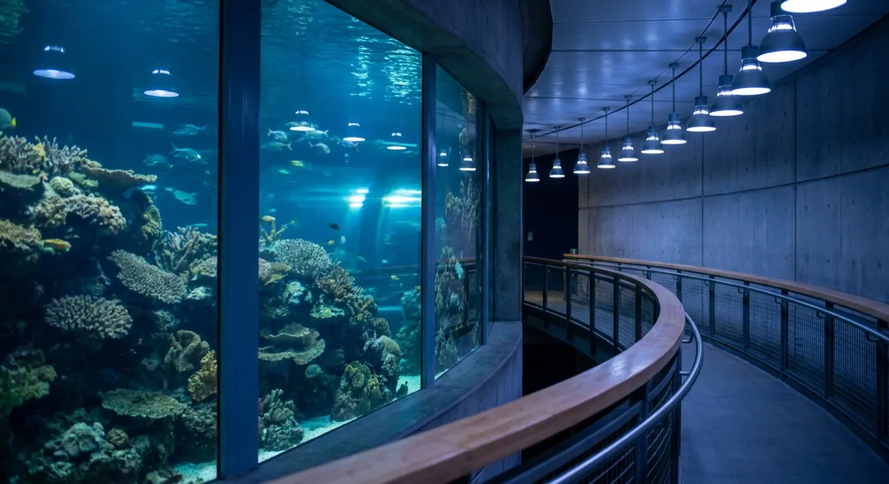 Visitors cooling off inside Steinhart Aquarium at California Academy of Sciences during heat advisory