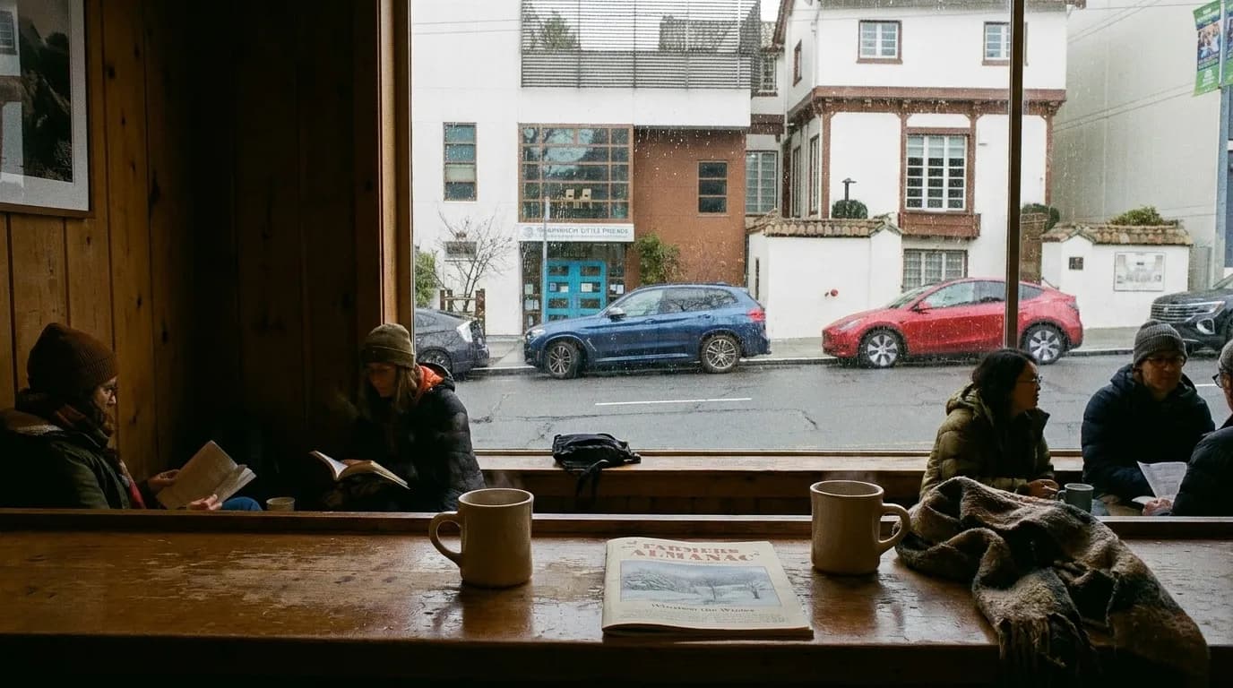 Realistic San Francisco scene for Farmers Almanac Winter Weather Forecast: San Francisco Indoor Weekend Plan
