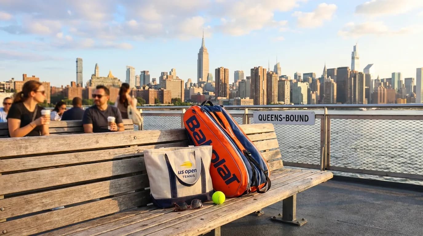 Photorealistic US Open tennis scene for Ferry and Skyline Ideas Before US Open Tennis.