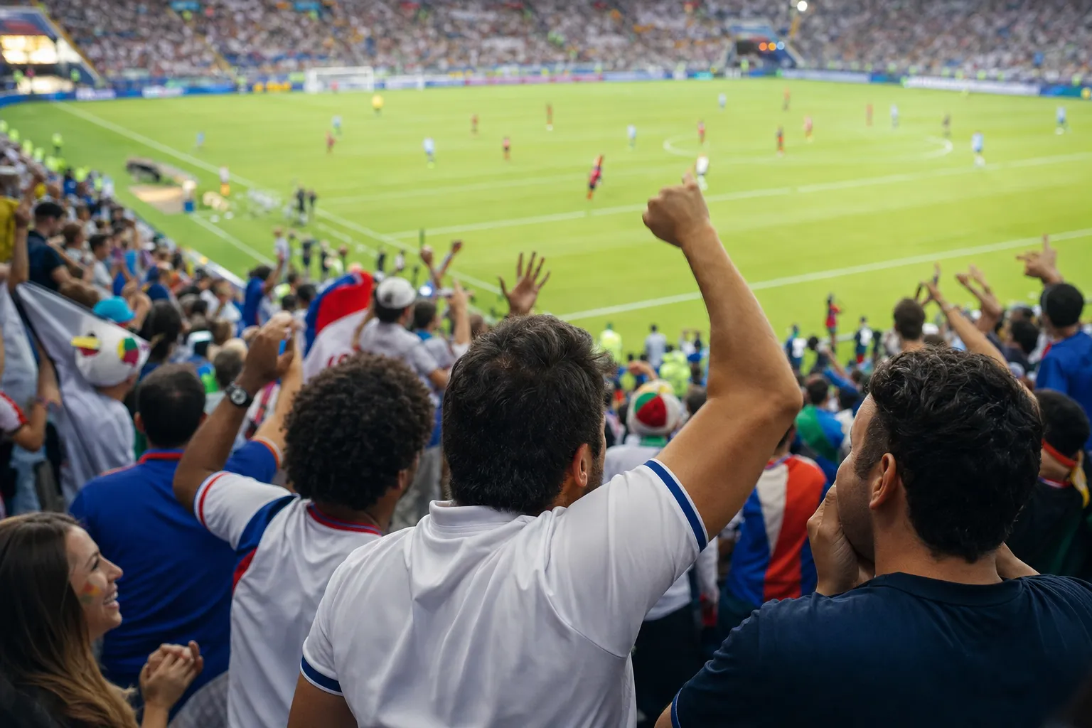 Fans moving between screens during a stacked FIFA schedule day