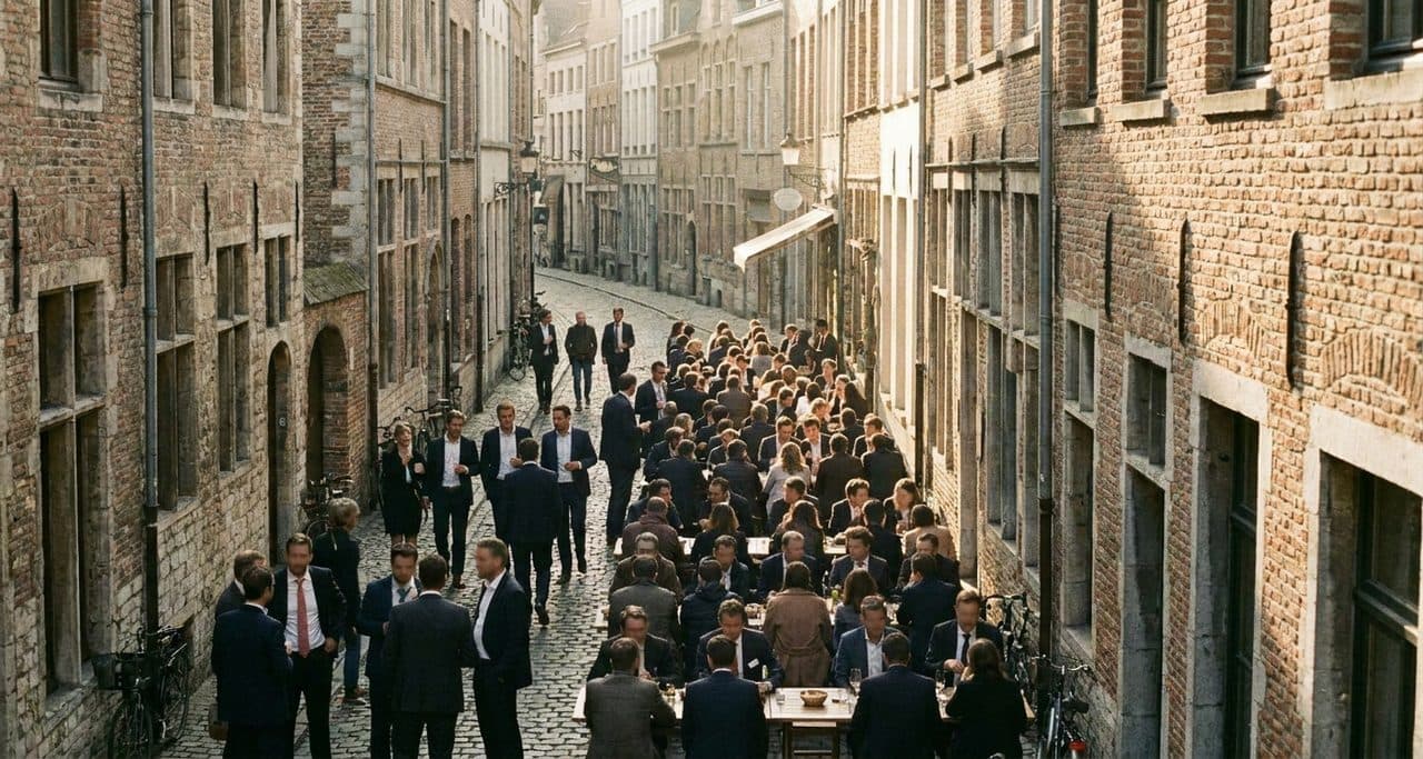 The 4PM Closing Bell Walk Through Stone Street When the Suits Pour Out - scene