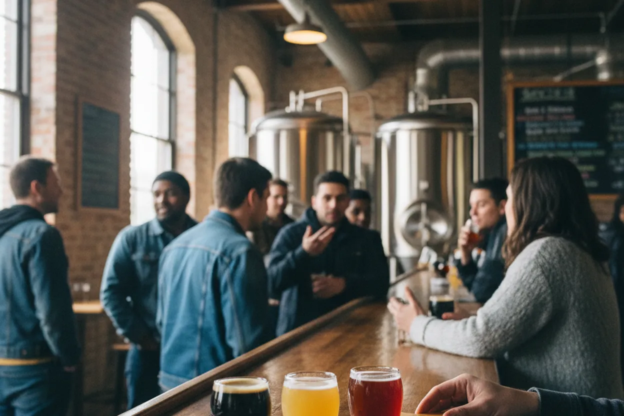 NYC experience scene for Flagship Brewing in Tompkinsville for a Ferry-Friendly Staten Island Pint