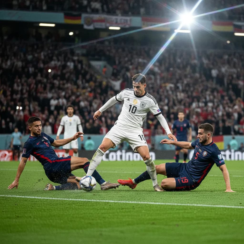 Florian Wirtz threading a pass in Germany's white jersey during World Cup 2026