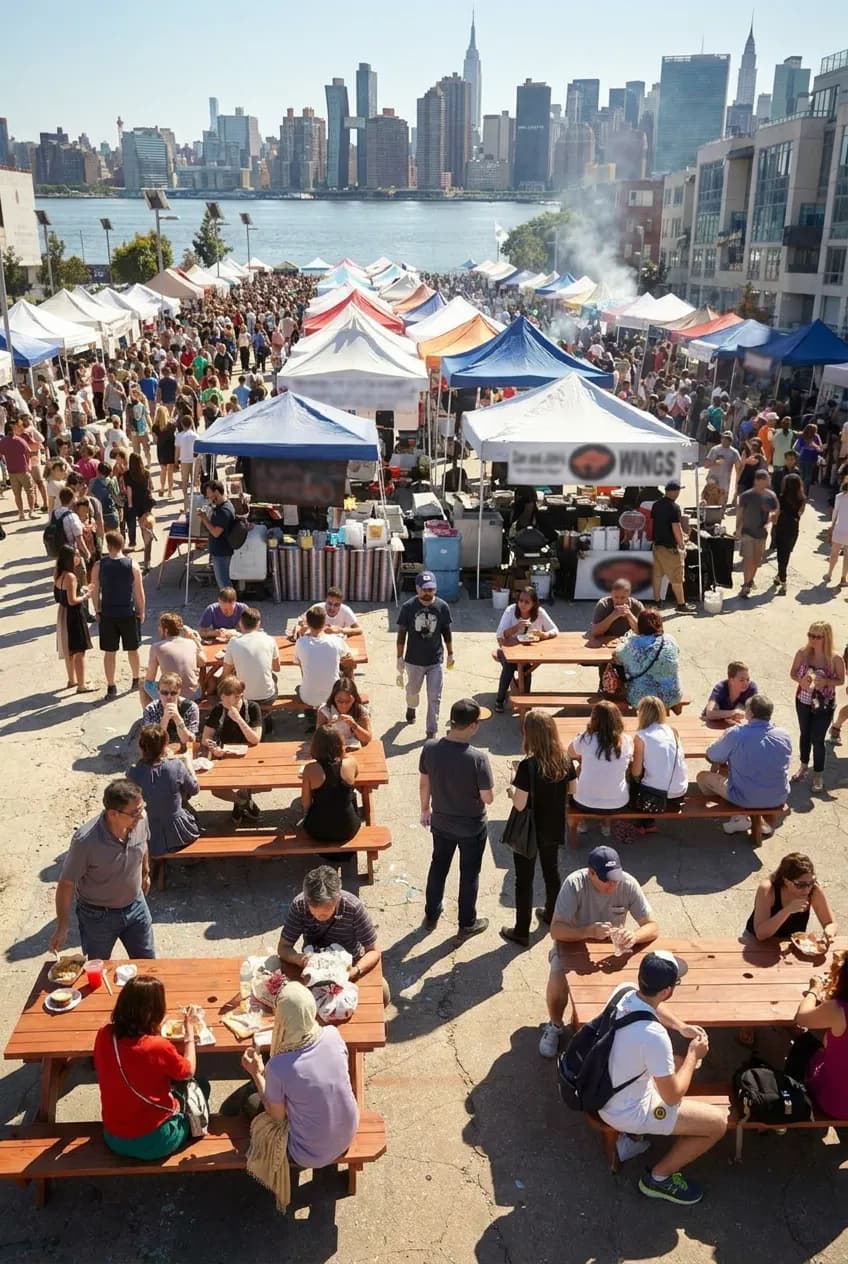 Waterfront food festival near Manhattan
