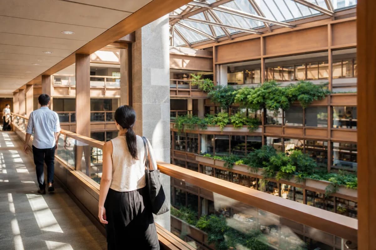 NYC experience scene for Ford Foundation Atrium: A Free Indoor Garden for a Bad-Weather Pause