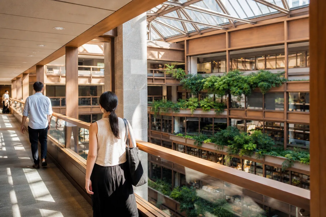 NYC experience scene for Ford Foundation Atrium: A Free Indoor Garden for a Bad-Weather Pause