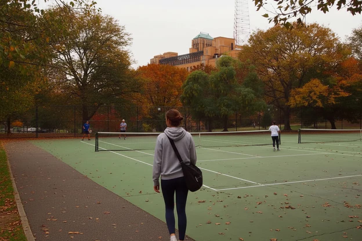NYC experience scene for Fort Greene Tennis Courts: A Free Morning Rally Before Brunch Gets Crowded