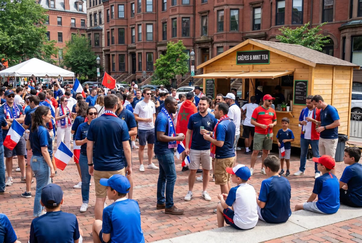 World Cup supporters navigating Boston · Foxborough during match day.