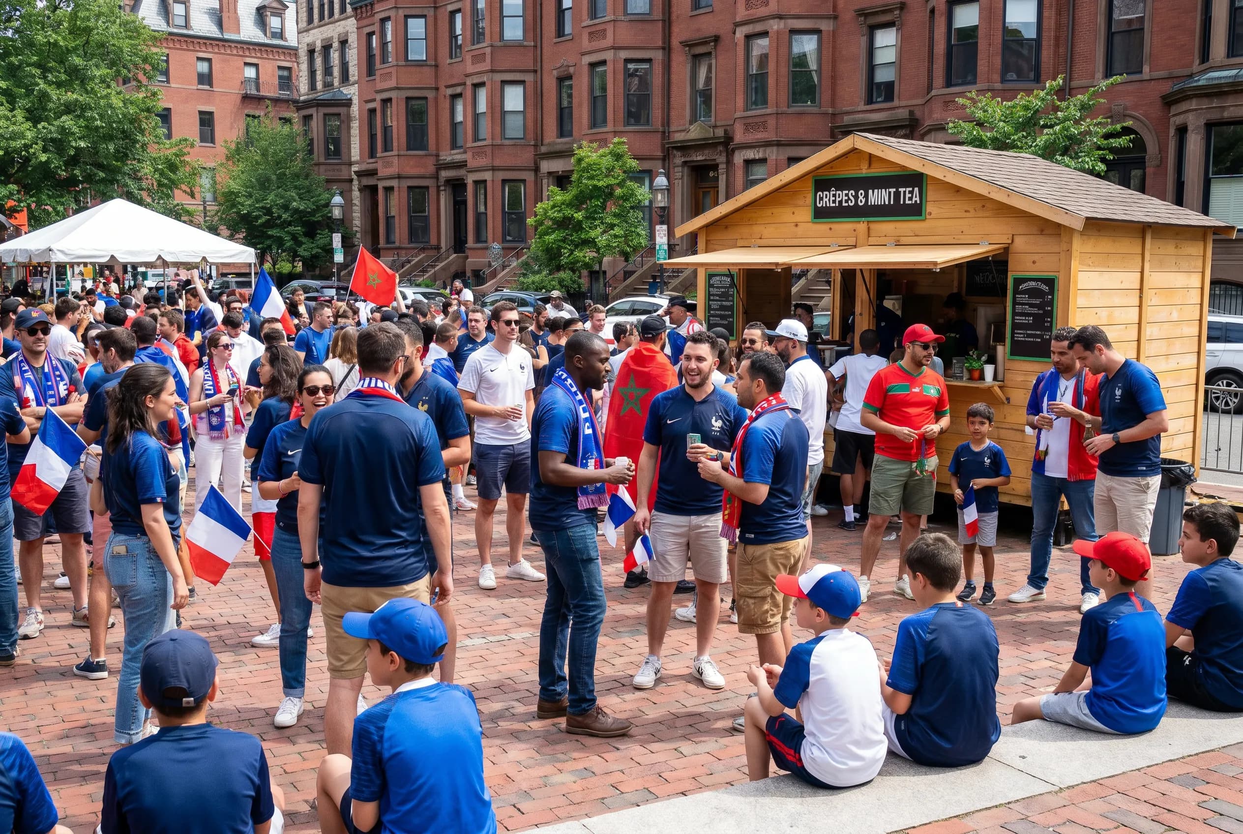 World Cup supporters navigating Boston · Foxborough during match day.