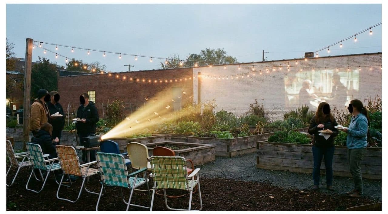 France vs Ivory Coast Projected Free on a Brownstone Garden Wall - scene