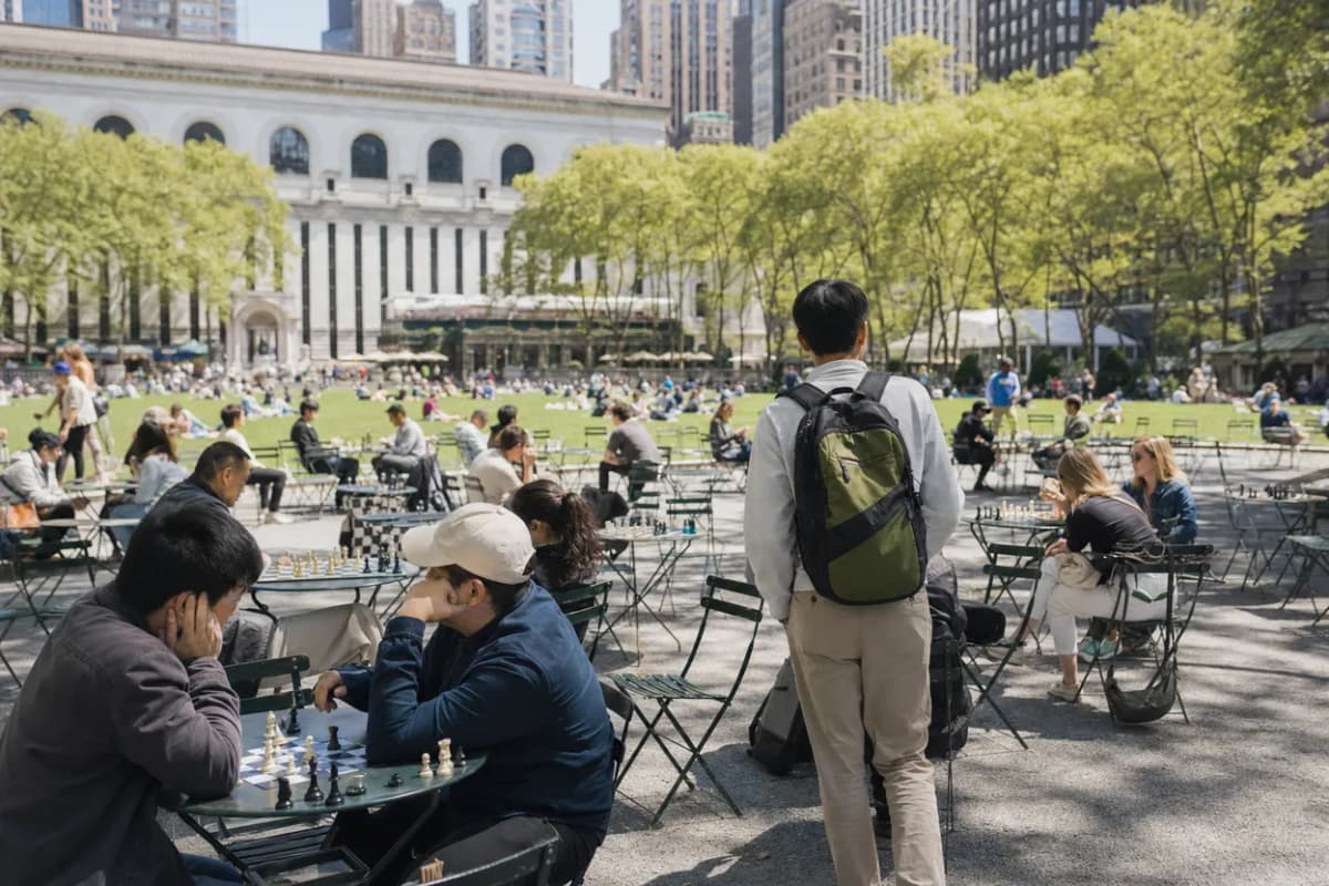 Cover scene for Free Bryant Park Games Table Plan for a Rain-Threatened Midtown Hang