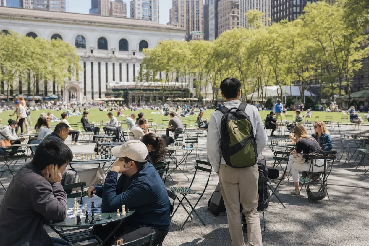 Cover scene for Free Bryant Park Games Table Plan for a Rain-Threatened Midtown Hang