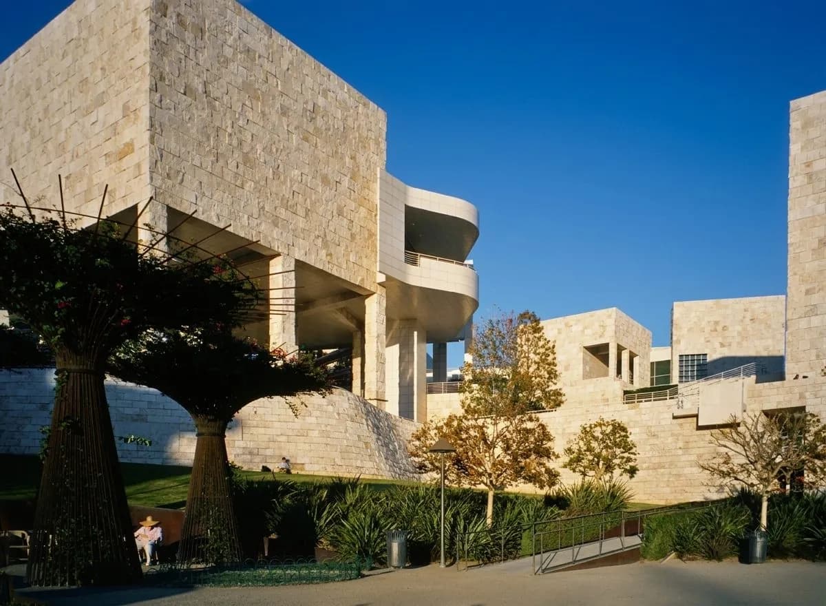 The Getty hilltop architecture under clear LA light