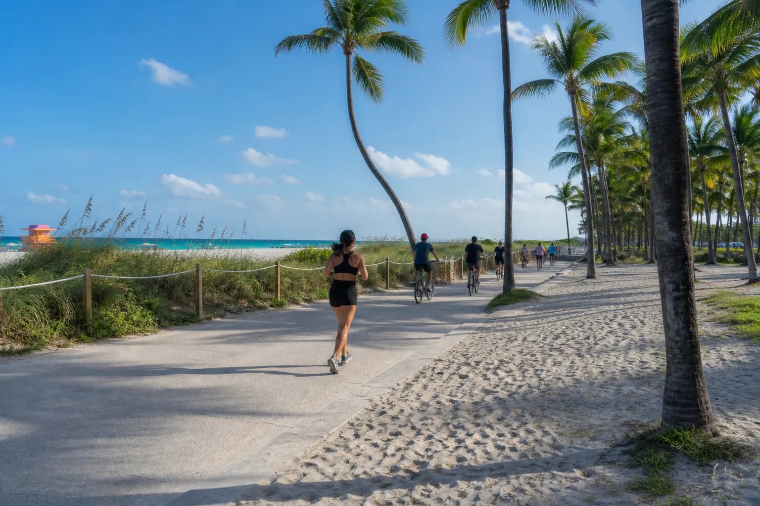 Oceanfront beachwalk beside the sand in South Beach