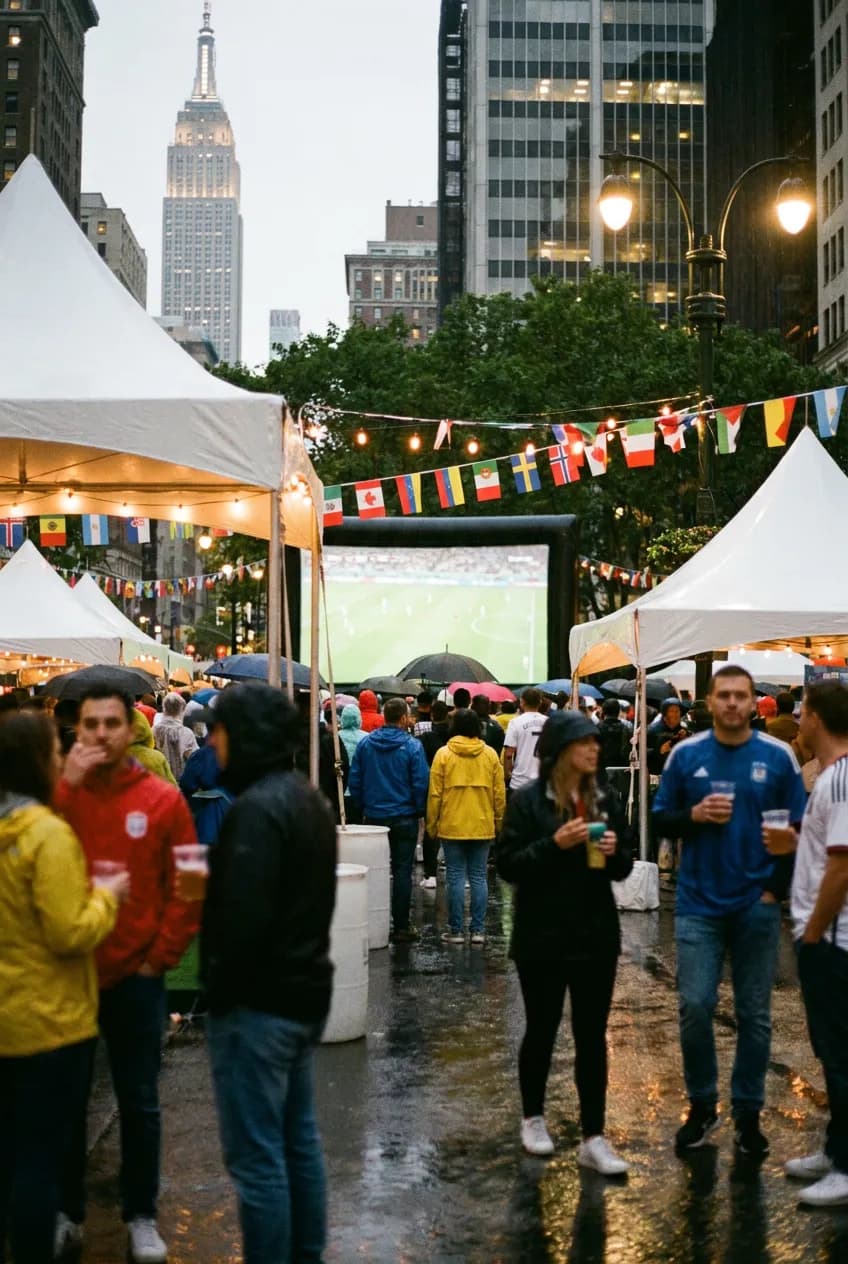 Free World Cup fan village setup in New York City