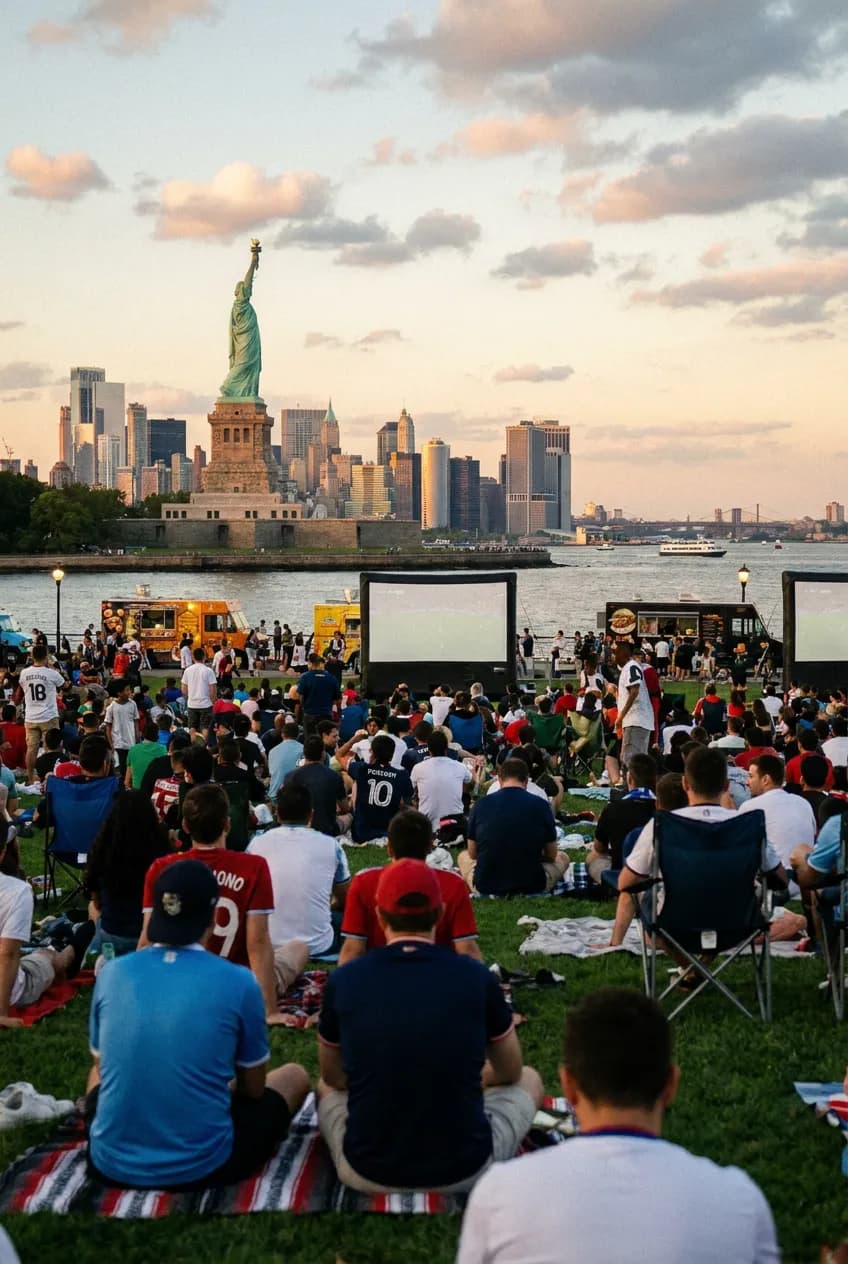 Public soccer screening lawn in NYC