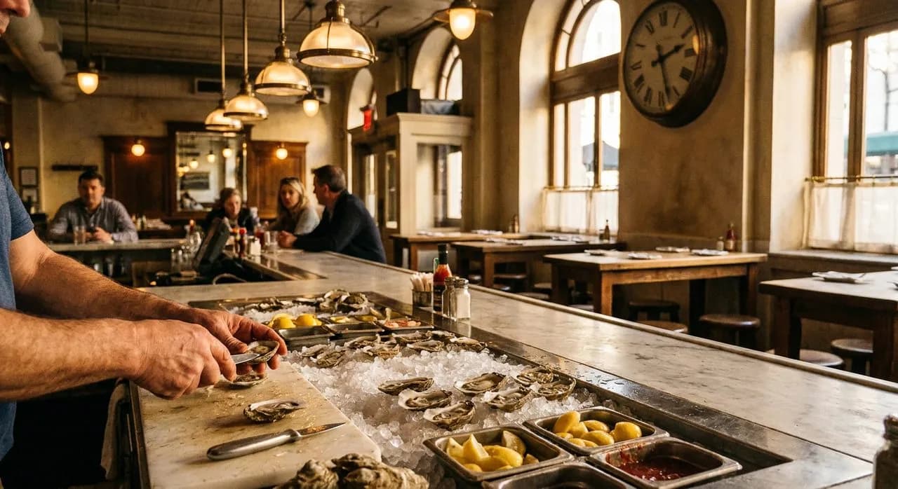 The 3pm Friday oyster reset at Grand Central before the evening crush