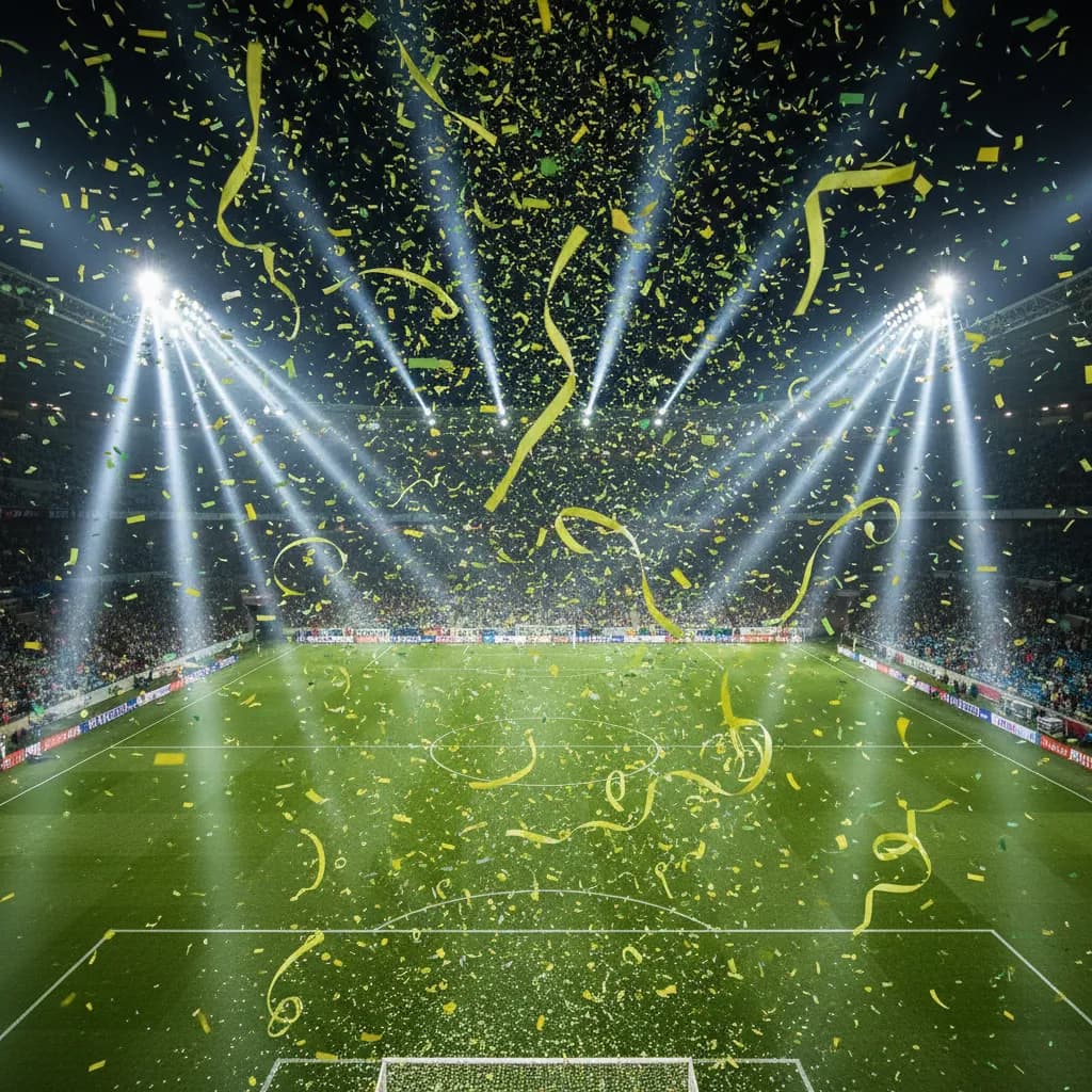 A stadium clock display showing 96 minutes in glowing red numbers captures the late drama