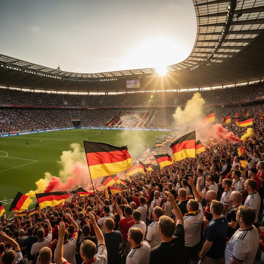 A Germany player driving forward in the white jersey during World Cup 2026