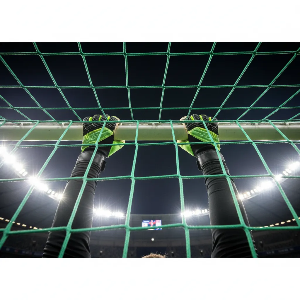 A penalty shootout moment at a packed World Cup 2026 stadium at night